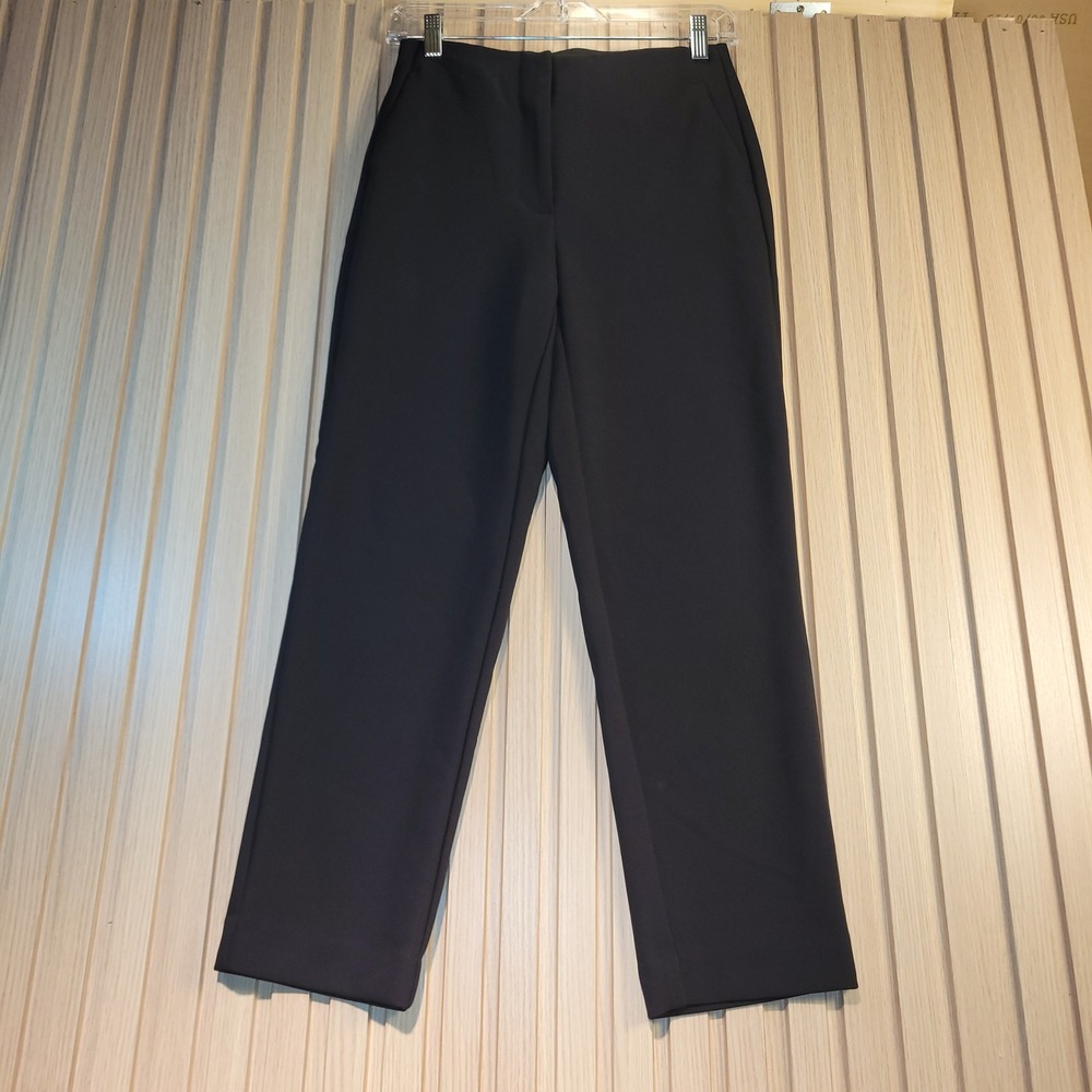Loft Petites High Waist Curvy Pants Black Straight Leg Trousers 00P NWT